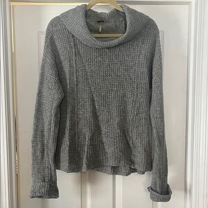 100% Wool Free People Gray Cowl Neck Sweater